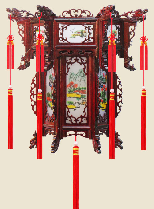 仿紅木宮燈